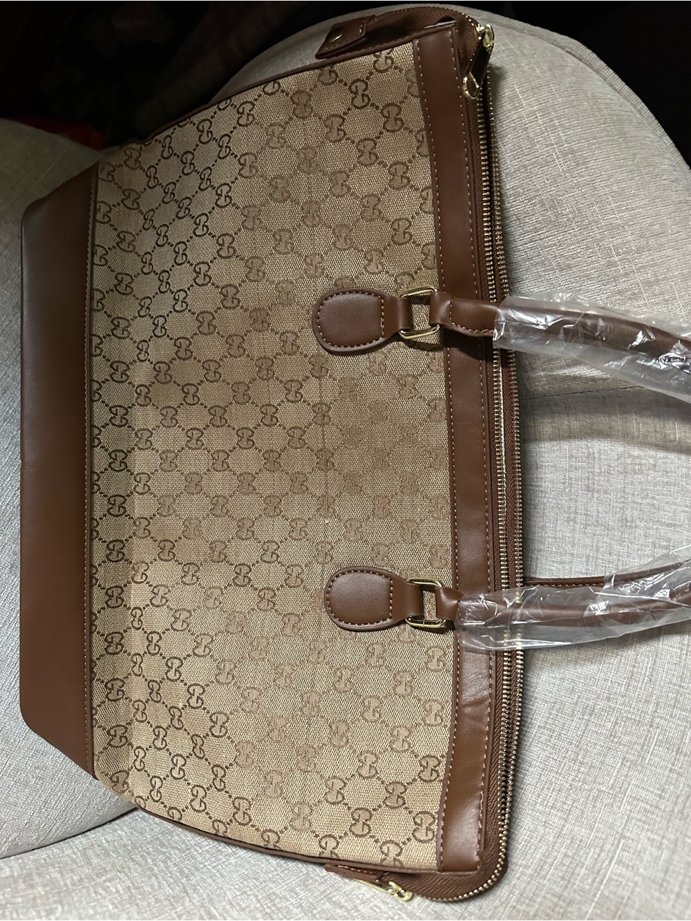 Brown Bling GG Canvas Tote with Signature Web Stripe - Picture 10 of 11